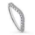 thumbnail image 1 of BERRICLE Sterling Silver Woven Wedding Rings Round Cut Cubic Zirconia CZ Wishbone Curved Half Eternity Ring for Women, Rhodium Plated Size 8, 1 of 9