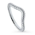 thumbnail image 1 of BERRICLE Sterling Silver Woven Wedding Rings Wishbone Curved Band for Women, Rhodium Plated Size 7.5, 1 of 9