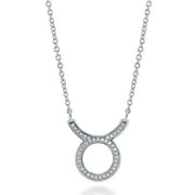 BERRICLE Sterling Silver Zodiac Taurus Cubic Zirconia CZ Pendant Necklace for Women, Rhodium Plated