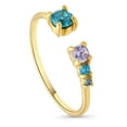 thumbnail image 1 of BERRICLE Yellow Gold Flashed Sterling Silver Bypass Promise Rings Stackable Band Ring for Her, Cubic Zirconia CZ Size 8, 1 of 5