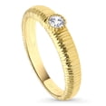 thumbnail image 1 of BERRICLE Yellow Gold Flashed Sterling Silver Solitaire Engagement Promise Rings for Her, Milgrain Bezel Set Round Cut Cubic Zirconia CZ Ring Size 8, 1 of 9