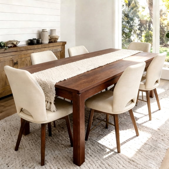 BERRY NEST 30.71 in Wood Dining Table with Dining Table, Brown