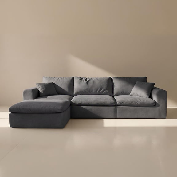 BERRY NEST Modular Sectional Boneless Couch, Oversized Cloud Sofa with High Back Pillows, No Assembly Required Couches for Living Room & Apartment, Comfy Seating for Families & Renters, Grey