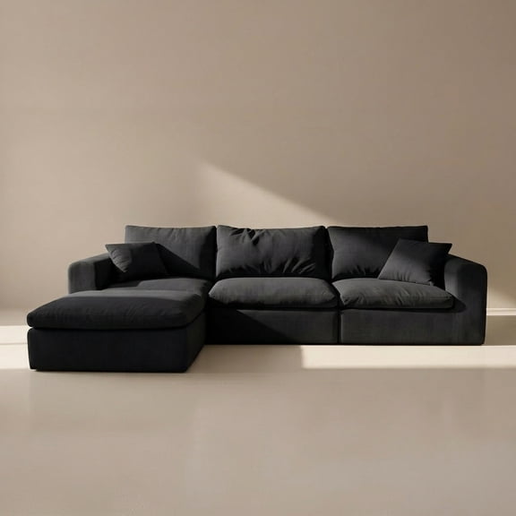 BERRY NEST Modular Sectional Boneless Couch, Oversized Cloud Sofa with High Back Pillows, No Assembly Required Couches for Living Room & Apartment, Comfy Seating for Families & Renters, Beige