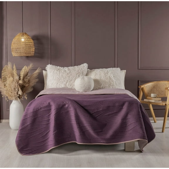 BERRY PURPLE AND LAVENDER COLOR SPECIAL FABRIC ULTRA SLIM REVERSIBLE COMFORTER 1 PCS QUEEN SIZE MADE IN MEXICO