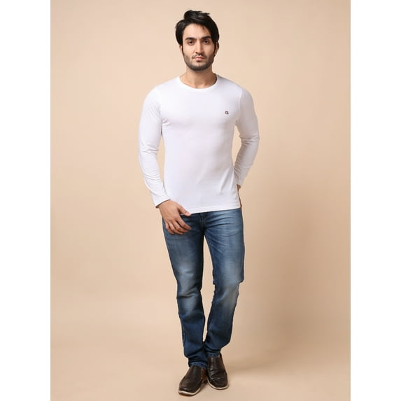 BERRYBLUES Solid Men Round Neck White T-Shirt ()