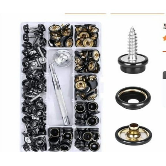 BERTDOMD Heavy Duty Canvas with Marine Grade Stainless Steel Screws, Button Fasteners & Setting Tools for Boat Covers and Upholstery