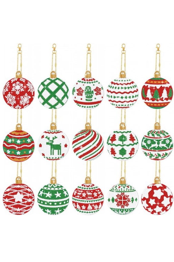1 Set Christmas Art Ornaments Art Keychain Kit Dotting Kit Dotting Keychain Decorations