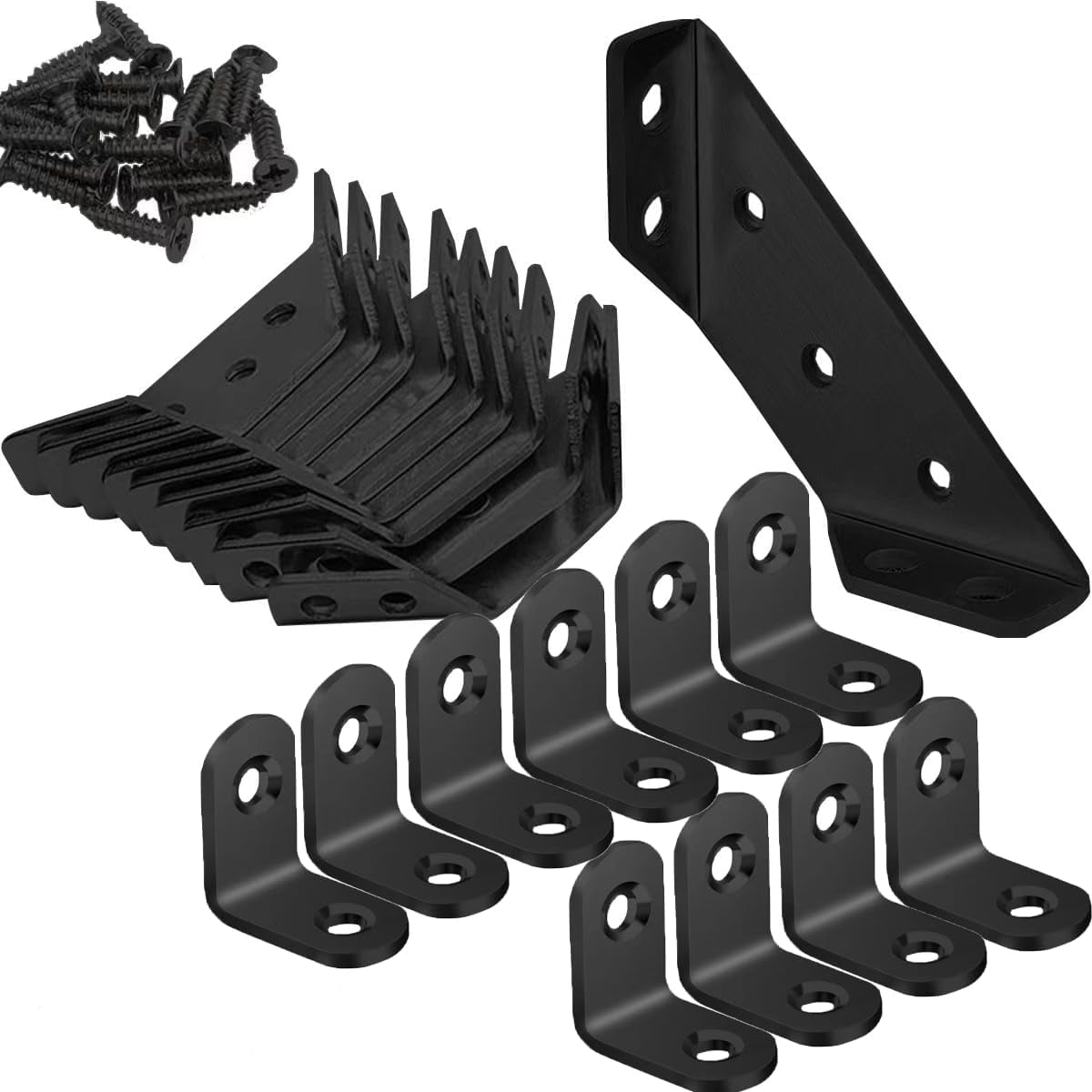 EXHUMKY BERTDOMD Heavy Duty Metal L Brackets for Shelves and Furniture Hardware, Black, 1 Set Support