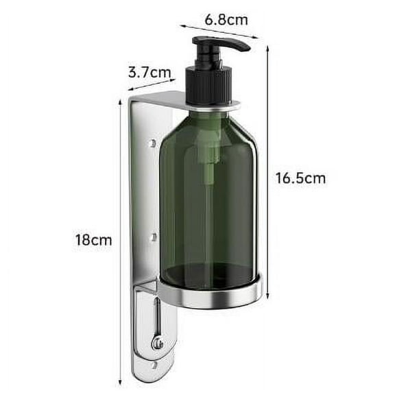 EXHUMKY PP and Stainless Steel Wall Mounted Soap Bottle Holder for Kitchen and Bathroom Easy Press Mechanism