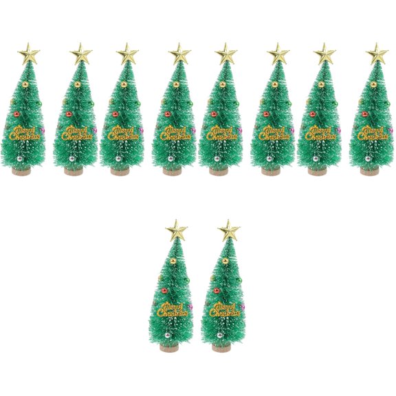 EXHUMKY BERTDOMD Set of 10 Small Green Christmas Trees Tabletop Decorations for Holiday Parties and Home Decor