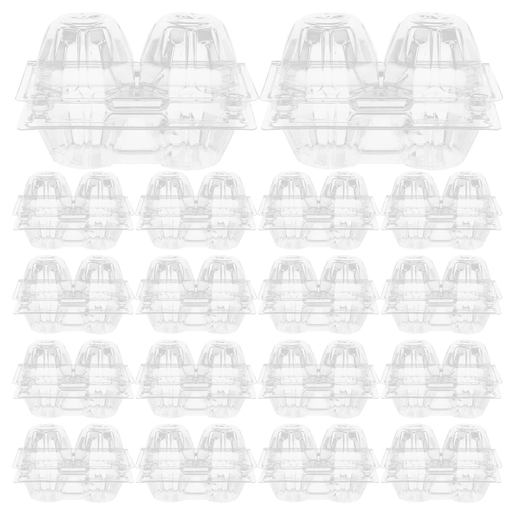 BERTDOMD 100-Pack Clear 2-Slot Storage Cartons, Reusable Chicken Containers and Trays for Kitchen Organization and Food Storage