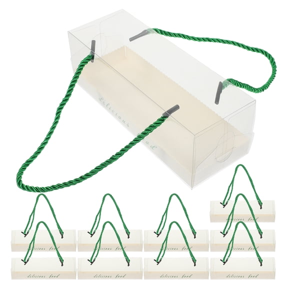 EXHUMKY BERTDOMD 10pcs Green Jewelry Packaging Boxes Simple Classic Style PET Nylon Paper Material Birthday Wedding Party