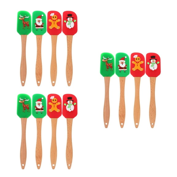 BERTDOMD 12-Piece Holiday Baking Tool Set with Silicone Cake Scrapers, Assorted Colors and Styles for Christmas Baking