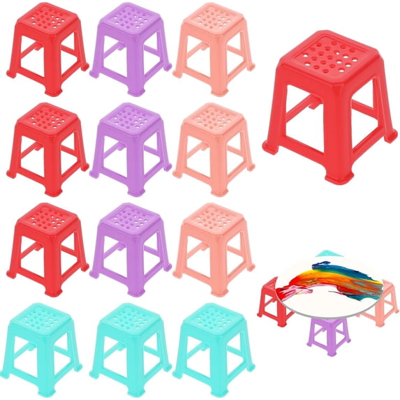 BERTDOMD 12pcs Paint Stand Canvas Stands for Painting with Non-Slip Feet Risers Mini Solid Color Plastic Paint Pouring Tools for Fluid Supplies and Art Projects