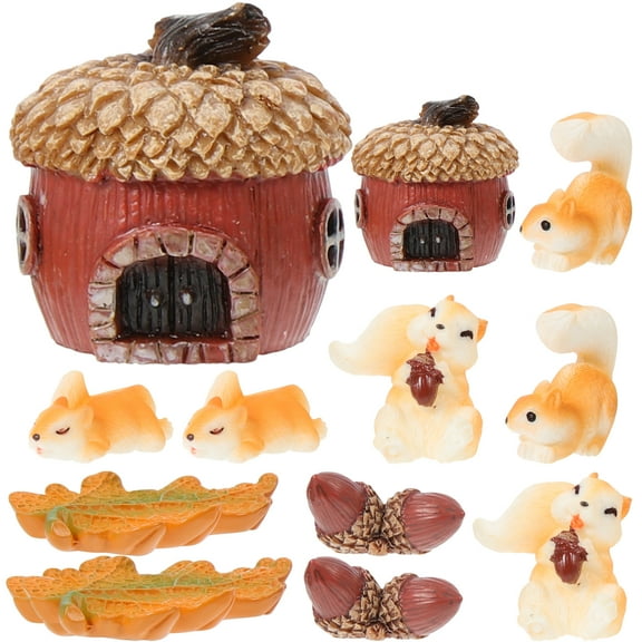 BERTDOMD 12pcs Squirrel Themed Micro-landscape Ornaments Mini Garden Decoration Squirrel Series Statues