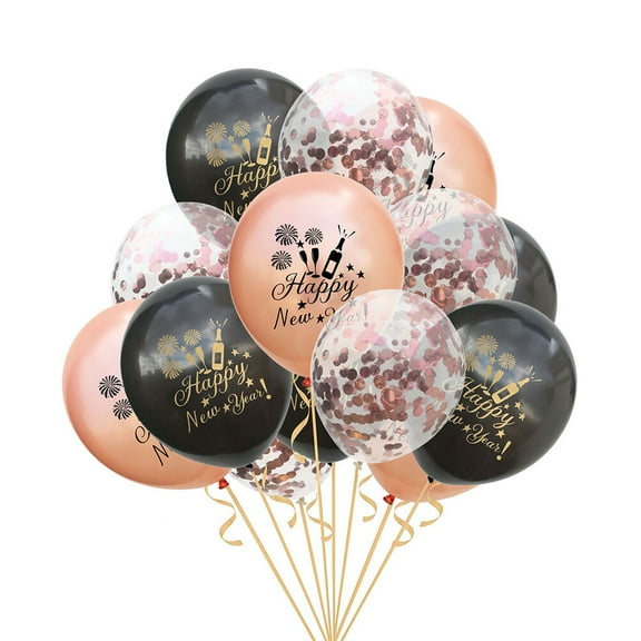 EXHUMKY 15Pcs New Year Balloons Set Assorted Color Latex Balloons for Party Decoration