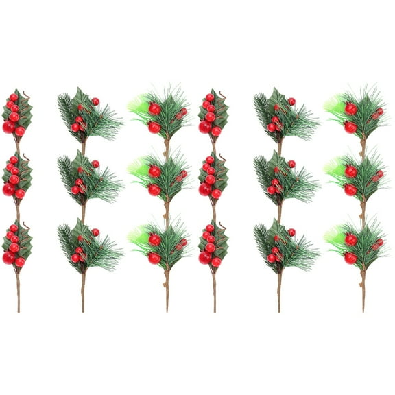 BERTDOMD 18 Pcs Realistic Red Berry Branches Bouquet Floral Arrangement Props for Home Decor and Crafts
