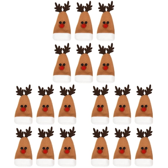 EXHUMKY BERTDOMD 18 Pcs Khaki Deer Wine Bottle Decoration Christmas Design Gift for Home Office Kitchen Party Decor 5.52.40.2in