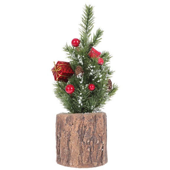 BERTDOMD 1pc Christmas Artificial Plant Decor Desktop Ornament Xmas Potted Plant Decor