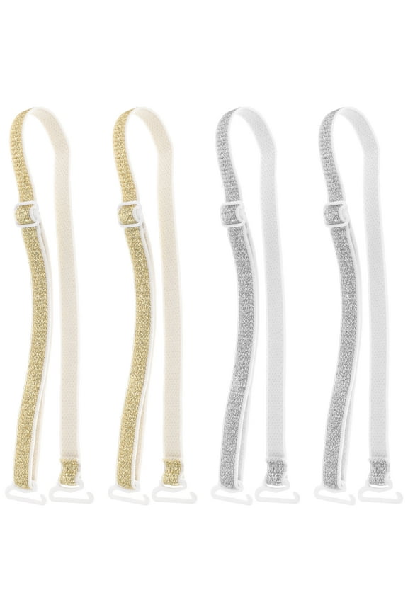 2 Pairs Women's Adjustable Glitter Bra Straps, Elastic Removable Straps for Lingerie, Strapless Dress Support