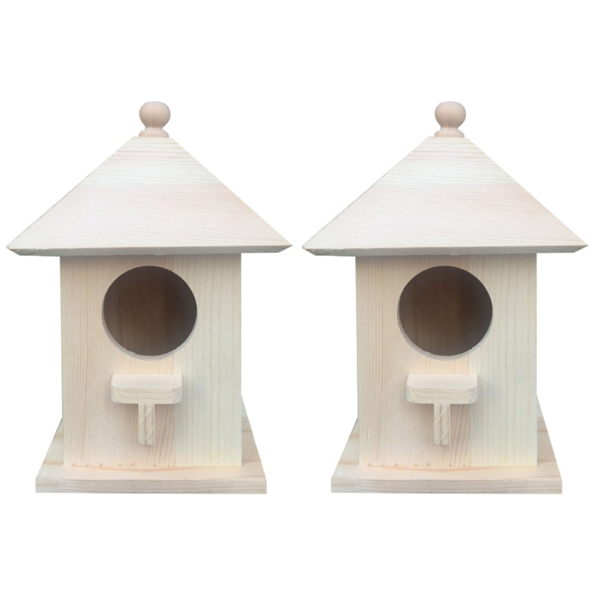 BERTDOMD 2-Pack Wooden Birdhouse Feeder for Wild Birds, Outdoor Hanging Nest Box, Bird Cage Accessory for Garden
