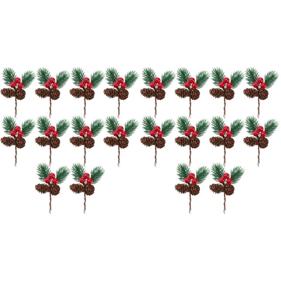 EXHUMKY Lifelike BERTDOMD 20 Pcs Assorted Color Fake Christmas Pine Plant for Home Decor 2.43.17.1in