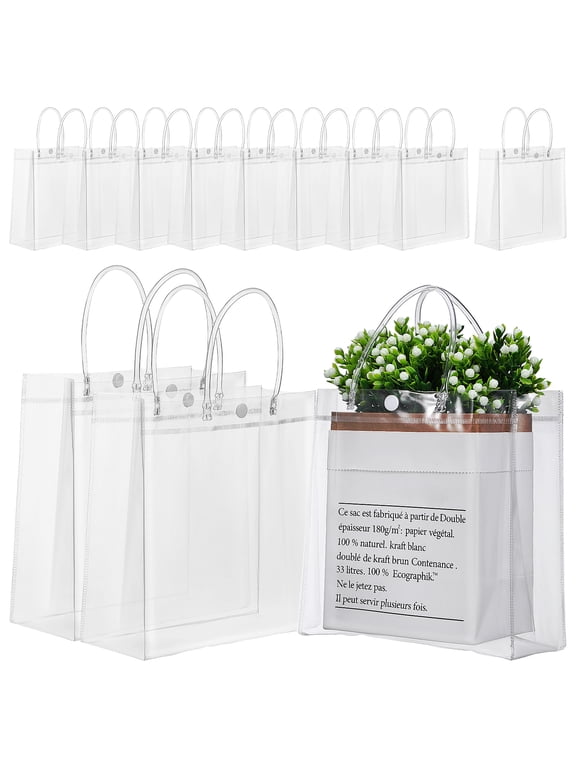 EXHUMKY BERTDOMD Set of 20 Clear Reusable PVC Tote Bags for Party Favors, Bags, and Storage Solutions