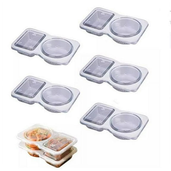 BERTDOMD 20 Pcs Double Compartment Condiment Containers Portion Cups Dressing Containers Plastic Sauce Cups Seasoning Cups With Lids