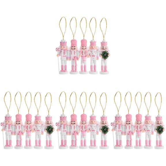 BERTDOMD 20 Pcs Small Nutcracker Pendants Wooden Nutcracker Decors Hanging Nutcracker Soldier Decor