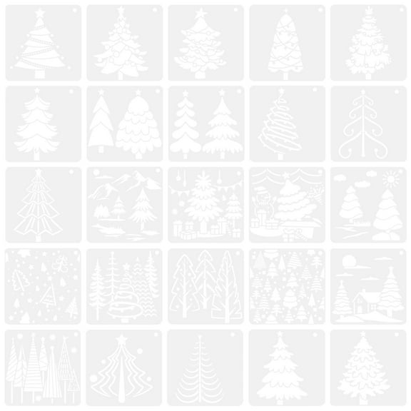 EXHUMKY Exhumky 25Pcs Christmas Tree MultiPurpose Printing Stencils for Children