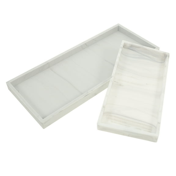 BERTDOMD 2-Pack Bathroom Countertop Tray Vanity Storage Plate for Toiletries and Makeup Organizer