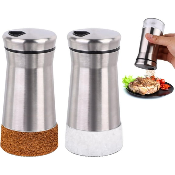 HEMOTON Worgeous 2Pcs Seasoning Shaker Portable Condiment Bottle Kitchen Spice Dispenser Salt Pepper Shaker Multipurpose Jar