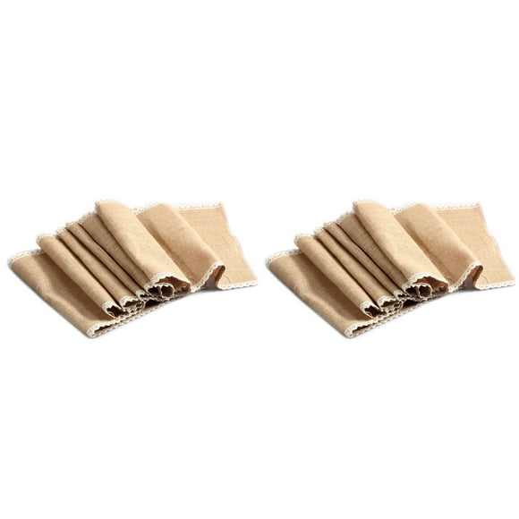 BERTDOMD 2pcs 30x180cm Vintage Burlap Lace Table Runner Natural Jute Table Cloth Country Party Wedding Decoration
