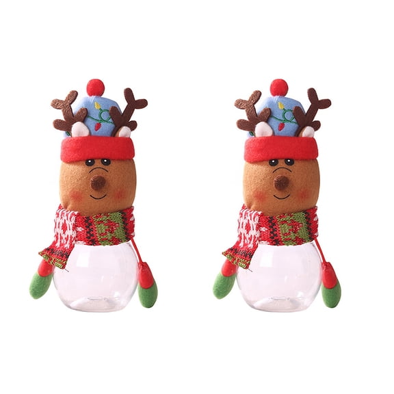 BERTDOMD 2pcs Christmas Candy Jars Box Reindeer Shape Containers Stuffed Plush Toy Doll Decoration Tabletop Decoration for Home and Store (Reindeer Shape)
