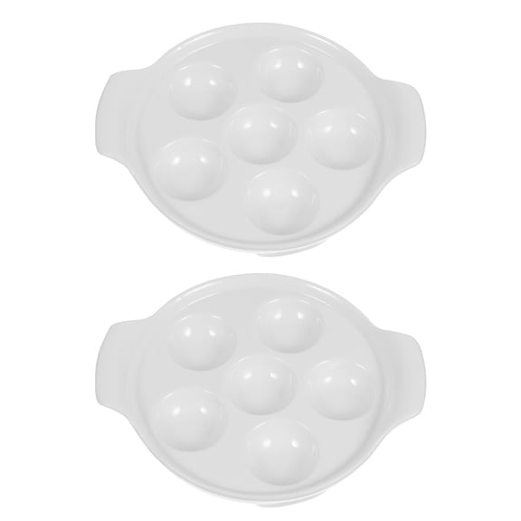 BERTDOMD 2pcs Escargot Plate Seafood Plate Snail Baking with Handles Ceramic Dish for Home Restaurant