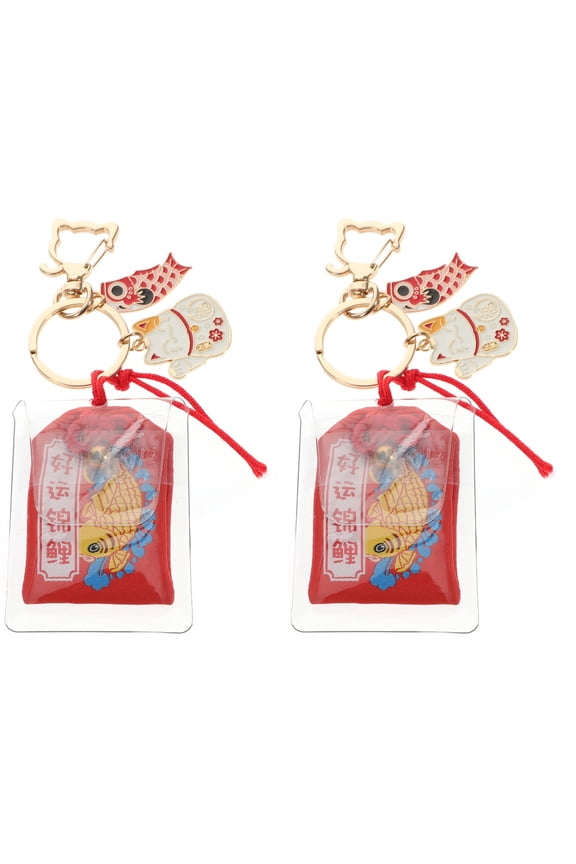 2-Pack Japanese Lucky Cat Keychains, Adorable Omamori Charms for Bags, Keys, and Accessories Set
