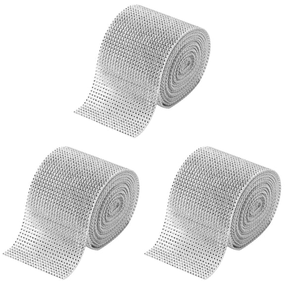 EXHUMKY BERTDOMD 3 Rolls Silver Rhinestone Trim Bling Wrap Decoration for Wedding Cake