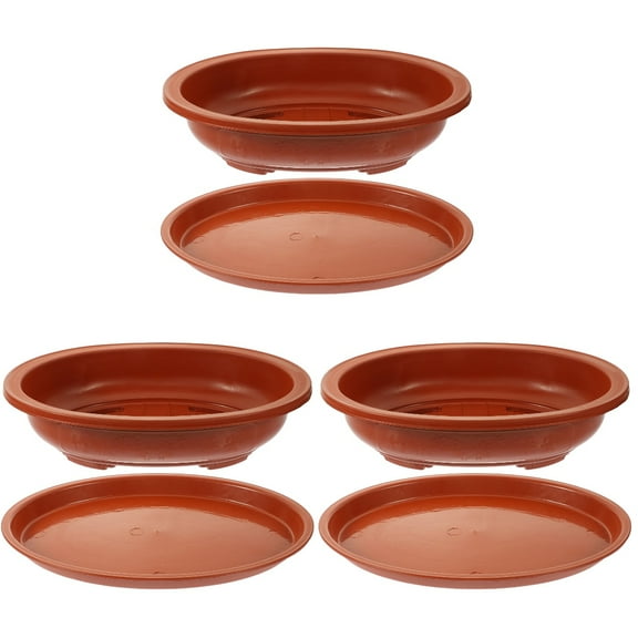 BERTDOMD 3 Sets Garden Plastic Planter Large-capacity Household Bonsai Pot Oval Gardening Bonsai Container