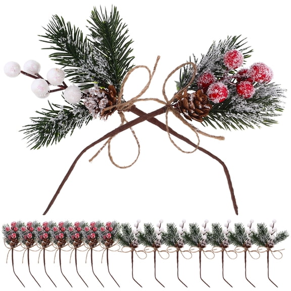 BERTDOMD 32 PCS Pinecone Berry Pick Christmas Wreath Decor Artificial Berry Pinecone
