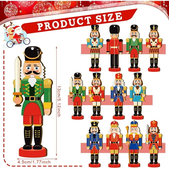 EXHUMKY BERTDOMD 36-Piece Wooden Mini Nutcracker Ornaments Set for Christmas Tree Hanging Decoration