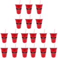 thumbnail image 1 of BERTDOMD 36-Piece Christmas Plastic Cups Set with Festive Santa Belt Design, Holiday Party Beverage Cups and Straws, 6pcs Each, 1 of 6