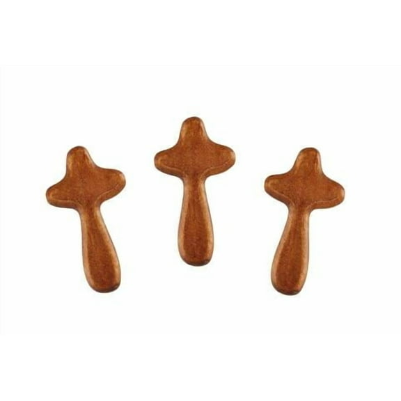 BERTDOMD 3Pcs Small Handheld Wooden Cross Set Portable Pocket Size Palm Cross Christian