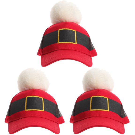 BERTDOMD 3pcs Christmas Baseball Caps with Plush Holiday Hat Set for Boys Girls Women Men