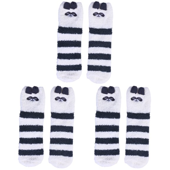 EXHUMKY BERTDOMD 3 Pcs 3D Design Fluffy Warm Socks for Women Winter Floor and Sleeping Socks Dark Blue