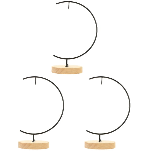 EXHUMKY BERTDOMD 3pcs Black Round Base Hanging Display Stand Set for Home Decoration, Simple Structured Design, 116.713.5in