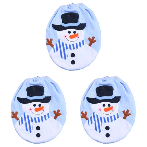 BERTDOMD 3pcs Snowman Toilet Seat Cover for Bathroom Christmas Home Decorations Supplies