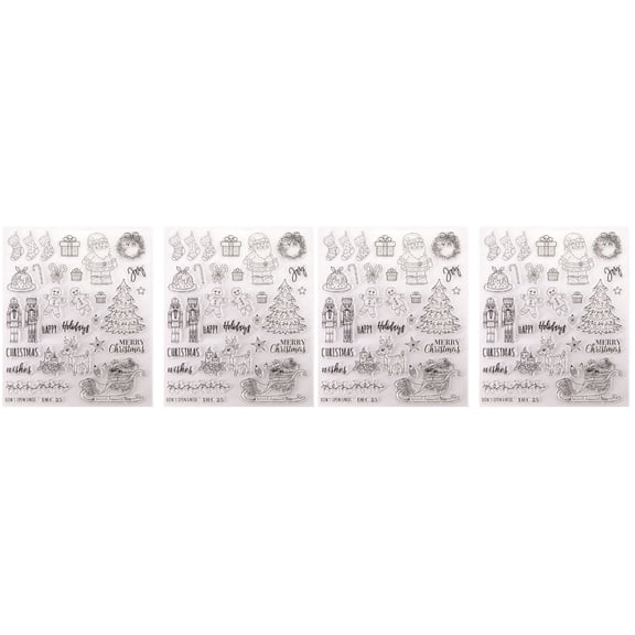 BERTDOMD 4 Pcs Lovely Christmas Theme Transparent Stamps DIY Scrapbooking Stamps