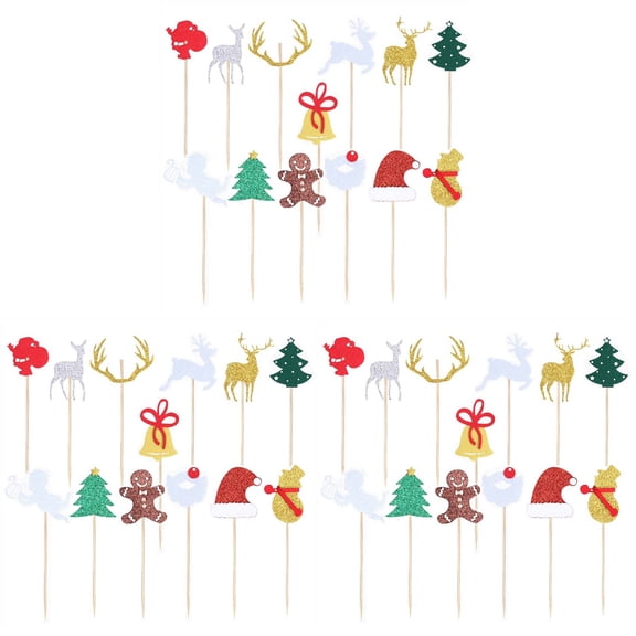 EXHUMKY Christmas Cake Picks Assorted Colors for Holiday Cake Decorating Supplies and Festive Party Accessories