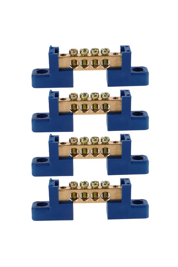 4Pcs Copper Grounding Bus Bars with Terminal Positions, Electrical Ground Bars for Wiring and Electrical Panels